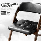 2 Pack Wooden Folding Chair with Padded Seat, Stackable Wooden Foldable Chair, Folding Chairs with Cushion for Guests Kitchen, Bedroom, Office, Wedding, Library, Party, Picnic (Walnut Black)