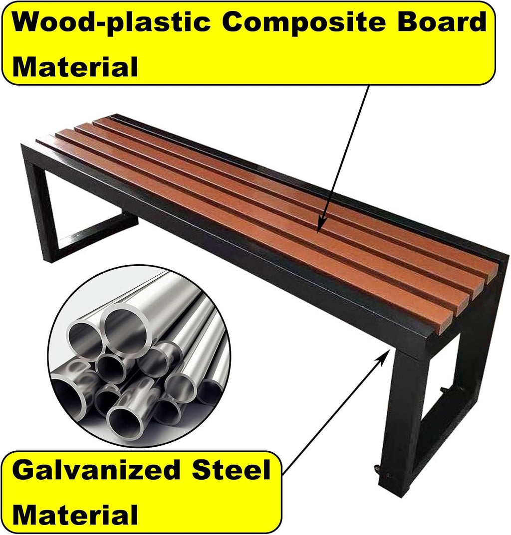 Outdoor Benches Weatherproof, Galvanized Steel Park Bench, 1.2 Inch Thick Chair Seat, Suitable for Terraces, Patios, Gardens, and Parks(150x40x45cm/59x16x18in)