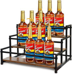 Klxuyuo 3-Tier Coffee Syrup Rack for 15 Bottles (750ml) –Sturdy Coffee Syrup Organizer for Bar, Kitchen, Café, Office