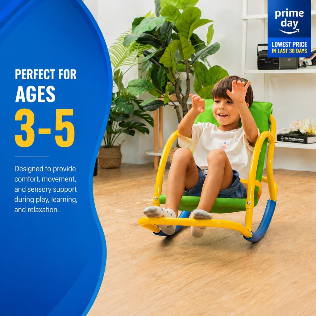 PLATPORTS Calming Sensory Rocking Chair for Kids – Balance Seat for Focus, Relaxation & Play | Indoor Outdoor Therapy Chair for Autism, ADHD & Active Kids