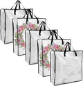 5 Pack Moving Bags, Wreath Storage Bag, Garland Container, Clear Storage Bags with Handles and Zippers Moving Bag for College Carrying, Bedding, Gift Organizer, Under the Bed Storages