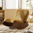 Comfortable Glider Nursery Rocking Chair, Solid Wood Frame, Perfect for Multiple Settings Accent Chair for Bedroom,Living Room,Nursery (Orange)