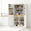 Wood Tall Storage Cabinet, 71.3" Freestanding Kitchen Pantry Cabinet with 4 Doors, 2 Inner Drawers, Adjustable Shelves for Kitchen, Dining Room, Bathroom, White