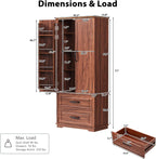 71" Farmhouse Kitchen Pantry Cabinet with 2 Large Drawers,Wood Freestanding Cupboard Cabinet with 8 Door Shelves and 3 Shelves for Kitchen,Dining Room,Living Room,Laundry (Brown)