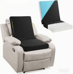Recliner Cushions for Elderly,20x20x4 Inch Thick Egg Crate Foam Seat Cushion with Back Support Pillow for Reduce Hip & Lumbar Pain, Non-Slip Bottom and Removable Washable Cover,Black