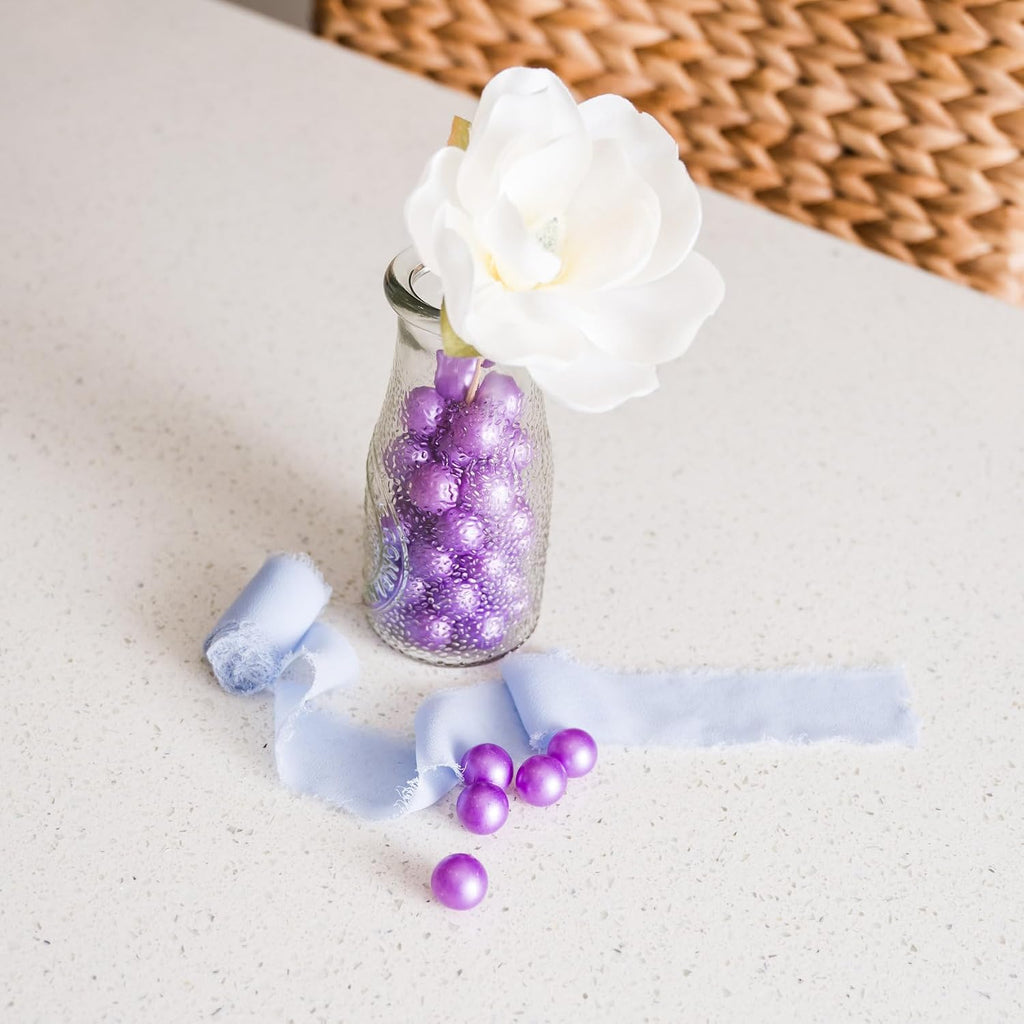 Marbles for Vases | Glass Marbles Bulk Vase Fillers | Glass Beads for Vases, Purple Round Marble 1lb, (Approx. 80 pcs)