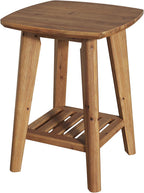 Square Side Table with 2-Tier Storage Shelf & Solid Wood Material, 19.68" Wood End Table for Living Room, Sofa Side, Small Spaces – Easy Assembly, Space-Saving Design