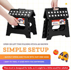 ACSTEP 7.5 Inch Folding Step Stool Foldable Stool Height Kids Step Stool, 176 lb Capacity Plastic Collapsible Stool, Black Small Stepping Stools, Foot Stools Suitable for Kitchen