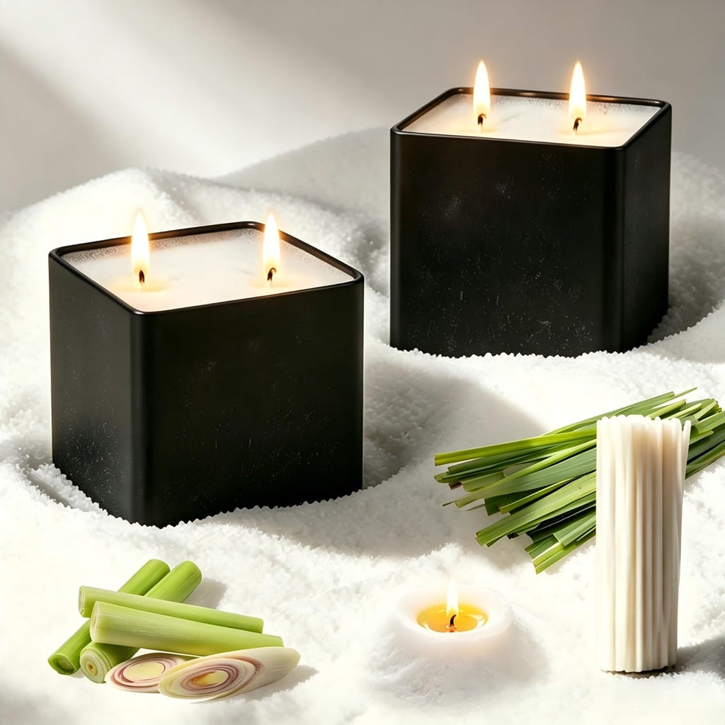 Citronella Candle Outdoor,Pearled Candle Sand Gift Set 1.3LB,50 Wicks,2 Large Jar, Natural Lemongrass Scent, 120Hour Burn,Refillable Pearl Wax Sand Candle Set for Indoor Patio Garden Camping Backyard