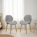 Set of 2 Soft Teddy Velvet Dining Chairs with Shell-Shaped Back, Stable Metal Legs, Easy Assembly | Perfect for Kitchen, Living Room, Restaurant, Cafe (Grey)