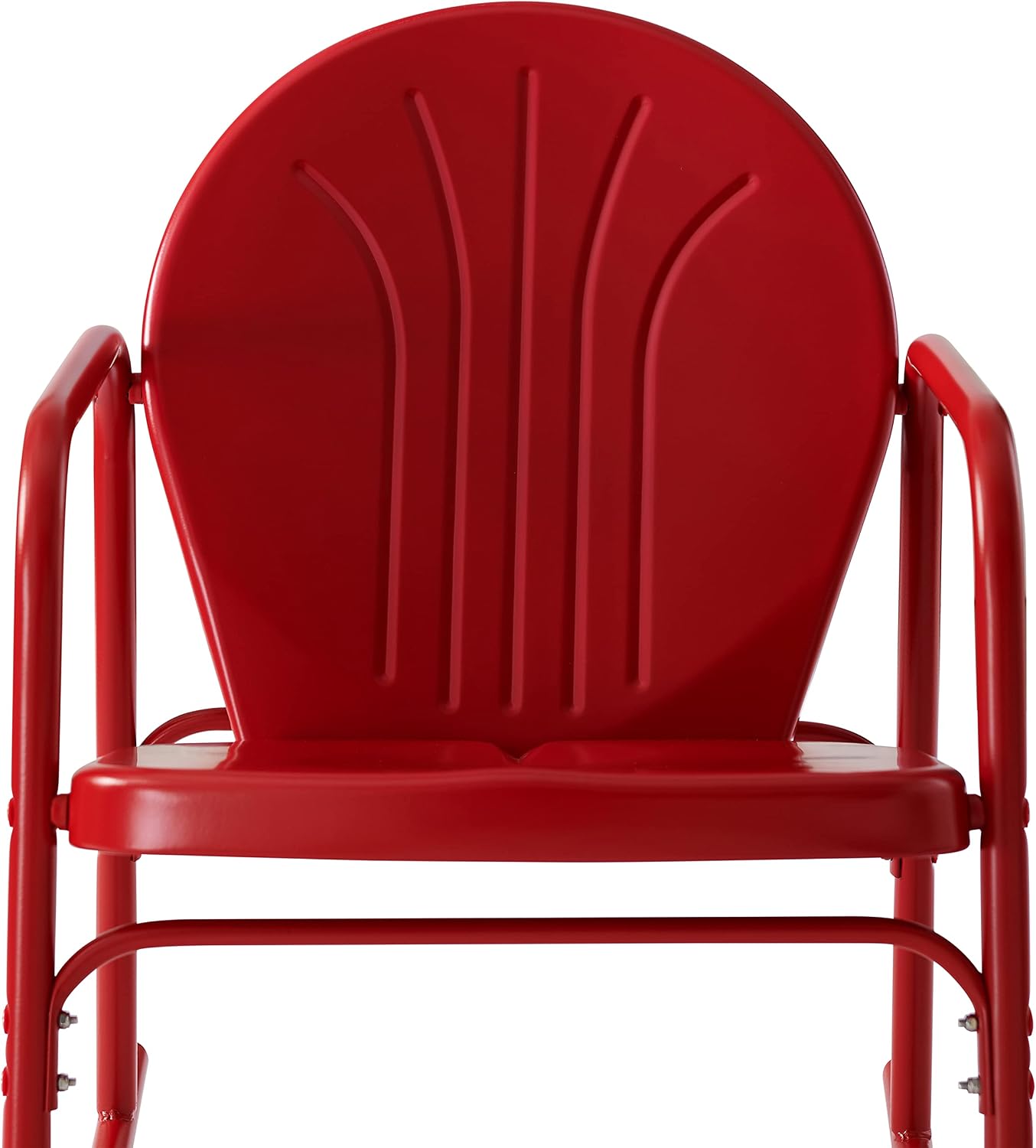 Crosley Furniture Griffith Retro Metal Outdoor Rocking Chairs, Set of 2, for Porch, Deck, Balcony, Backyard, Bright Red Gloss