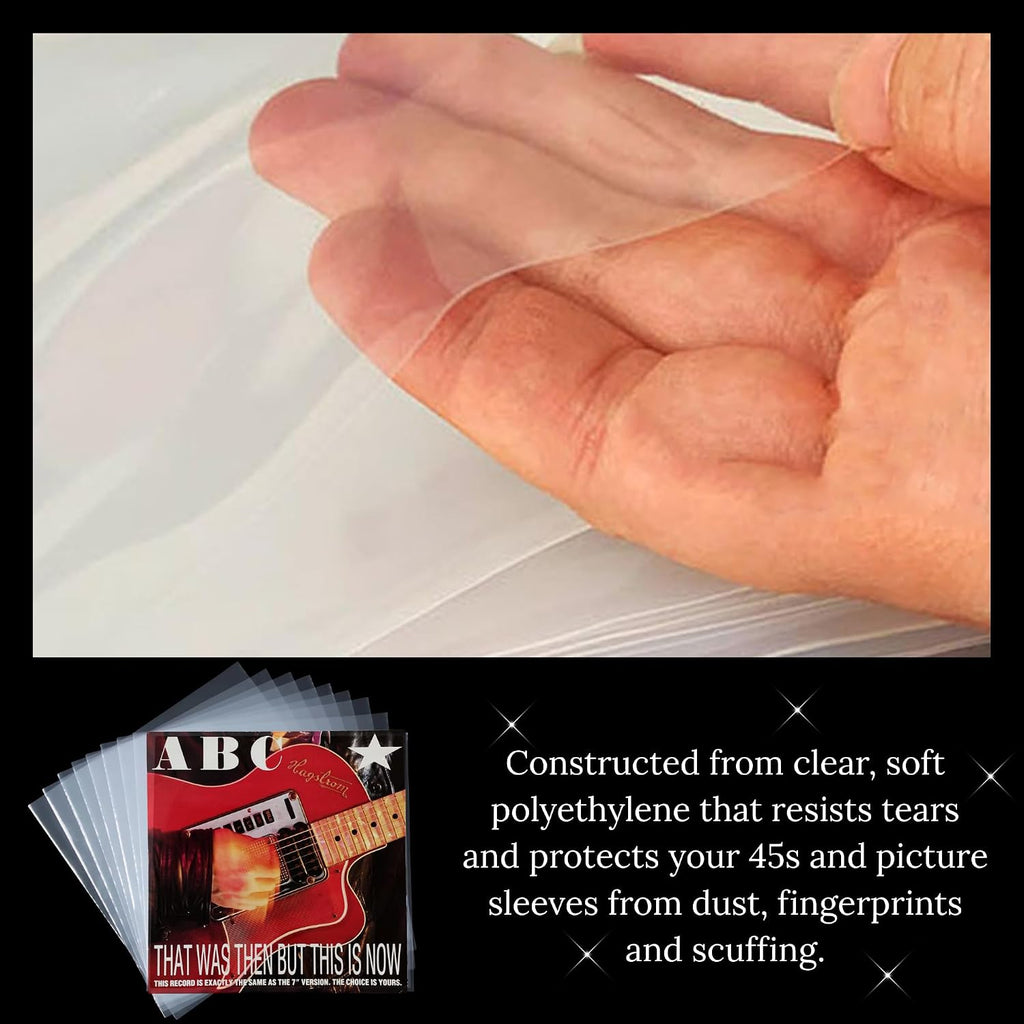 100-Pack 45 RPM Vinyl Record Outer Sleeves 7 Inch Clear Protective Bags