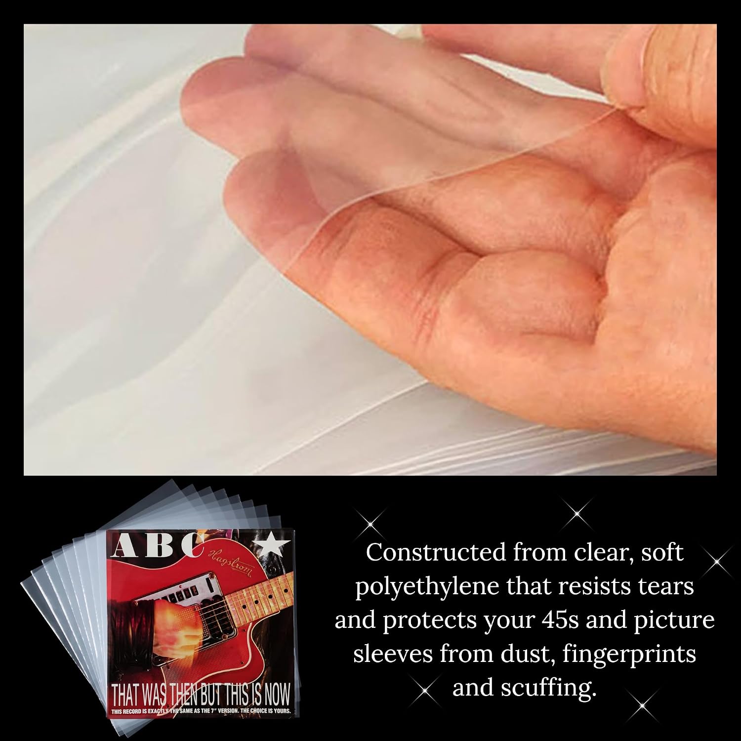 100-Pack 45 RPM Vinyl Record Outer Sleeves 7 Inch Clear Protective Bags