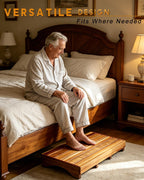 Acacia Wood Bed Step Stool for Adults Elderly Kids, Height 3.5 inches | Wooden Stepping Platform for Bedroom Bathroom Kitchen Porch Garden Outdoor, Weight Capacity 600lbs