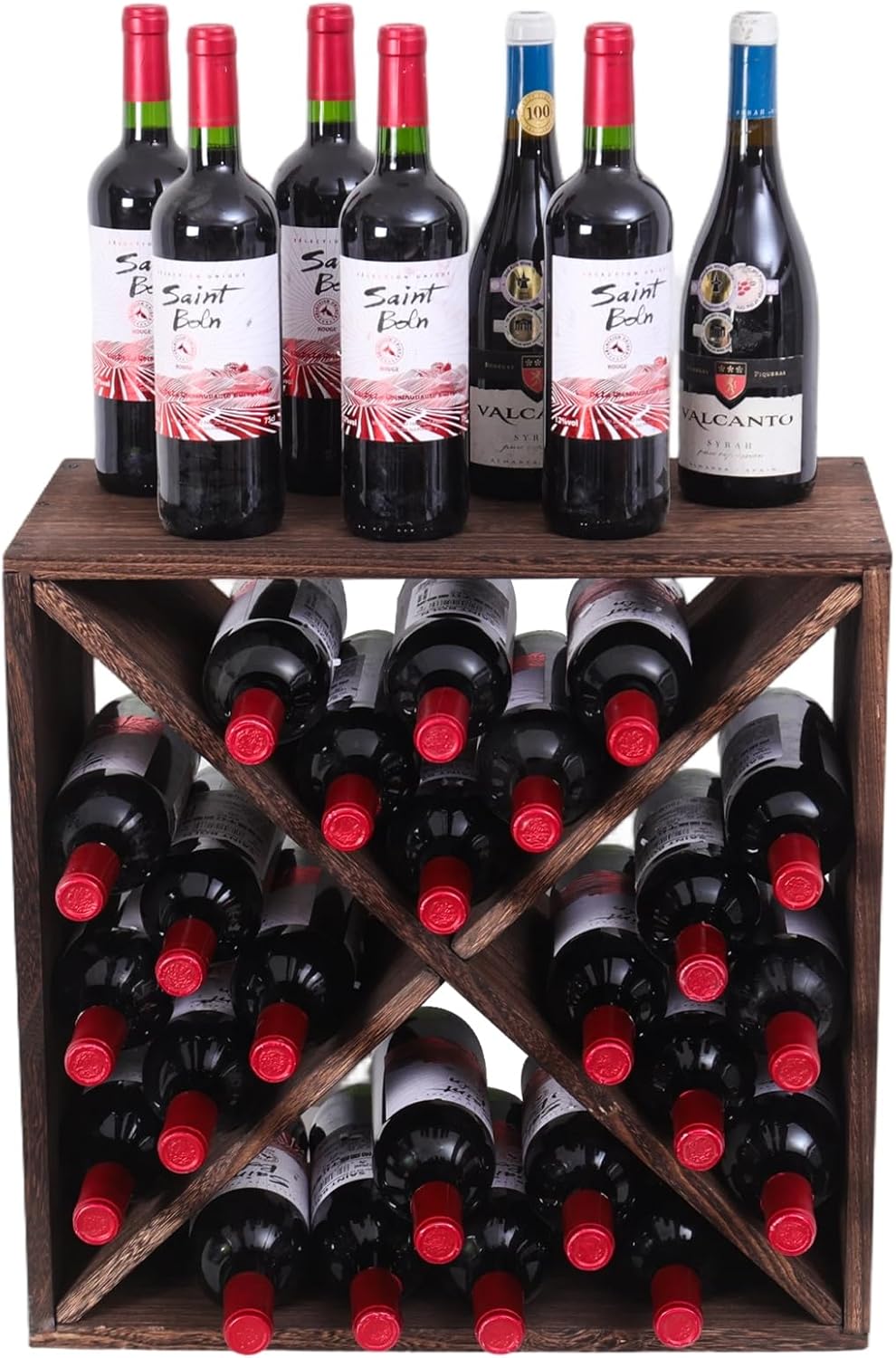 Wine Rack Countertop Wine Storage Wine Rack freestanding Floor 24 Bottle Wine Holder，for Home Kitchen countertops (24 Bottles)