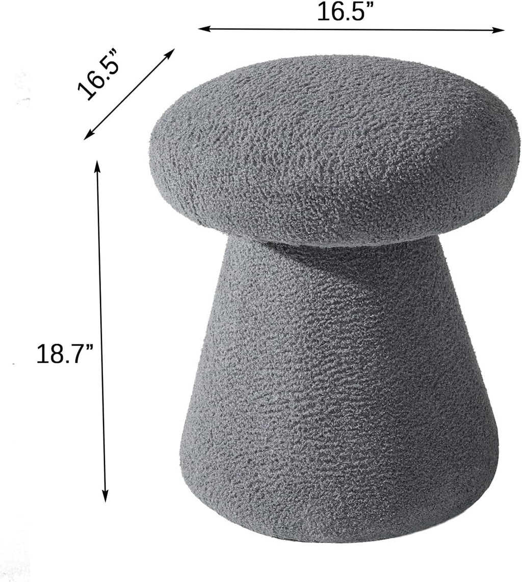 Joveco Ottoman Foot Rest,Mushroom Foot Stool,Upholstered Teddy Velvet Vanity Stools
