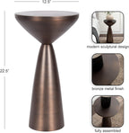 Kate and Laurel Steeves Modern Sophisticated Metal Side Table, 13 x 13 x 23, Bronze, Contemporary Pedestal End Table with Unique Sculptural Design for Use as Bedroom Nightstand