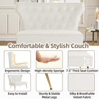 ZJhome Small White Velvet Sofa, Soft Upholstered 40’’ Armless Loveseat Couch with High Density Foam, Modern Tufted Cushion with Gold Legs for Bedroom, Dorm, Apartment, Girls, Teens, Easy Assembly