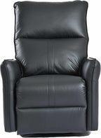 Recliner Chair with 270° Power Swivel & USB Ports,Electric Rocking Chair Nursery Glider in PU Faux Leather for Living Room, Bedroom (Black)