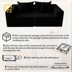 Oversized Cloud Couch Ottoman, Frameless Wide-Wale Corduroy Footrest for Living Room, High-Density All-Foam Large Rectangle Boneless Ottoman Coffee Table for Sectional Sofa (Black, Ottoman)