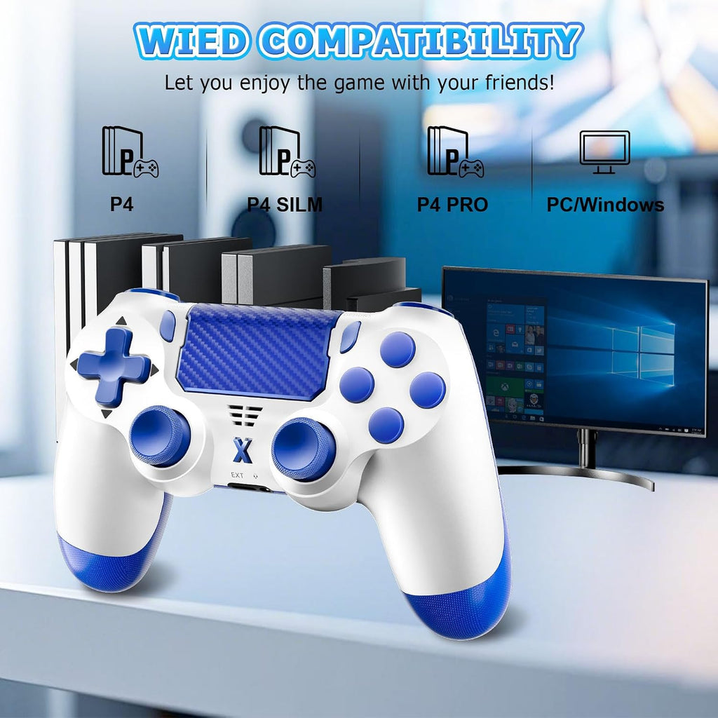 Puiseno Wireless Controller for PS-4, Dual Vibration Game Joystick/Motion Sensing/Touchpad/Speaker/3.5mm Audio Jack Headphone, Upgraded Six-Axis Sensor, Compatible with PS4/Slim/Pro Console/PC (Sky blue)