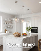 2-Pack Glass Pendant Lights Kitchen Island, 7.7" Modern Brushed Nickel Pendant Lighting Small Hanging Light Fixtures for Kitchen, Dining Room, Bathroom, Bedroom