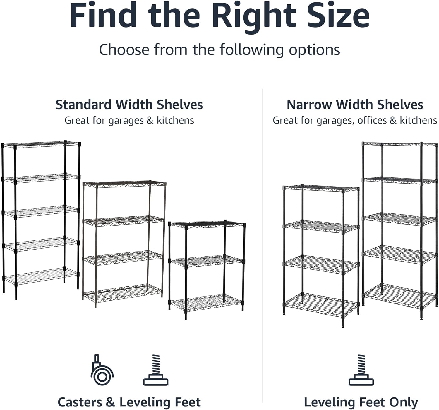 Amazon Basics 4-Shelf Adjustable Heavy Duty Steel Wire Rack Storage Shelving, Sturdy Garage Shelving, 350 lbs Capacity Per Shelf, Easy No-Tool Assembly, 36" x 14" x 54", Black