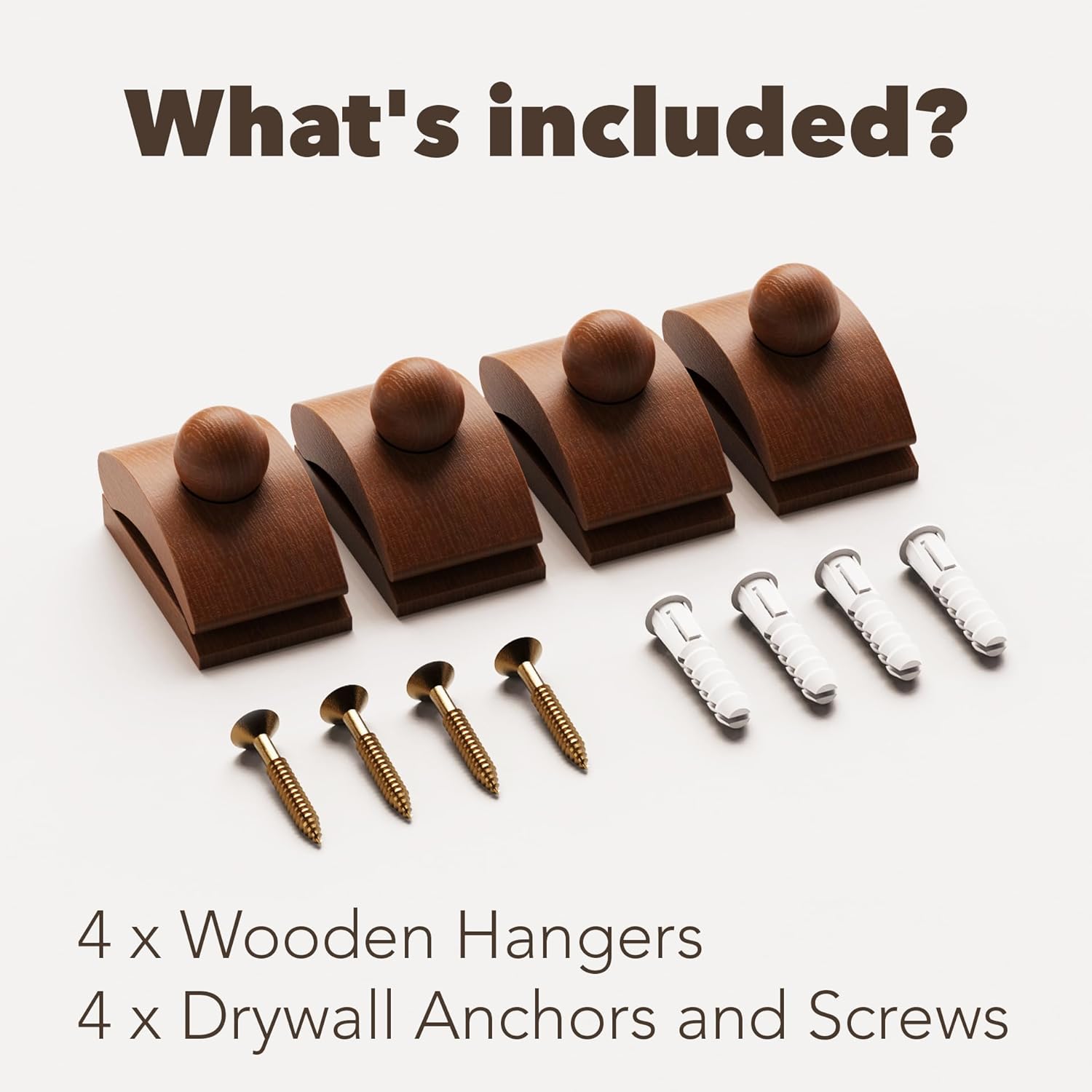 Tapestry Hangers, 4 Small Quilt Hangers for Wall Hangings, Blanket Hanger Clamps, Carpet Rug Display, Wooden Wall Clips for Hanging (Brown)