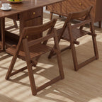 4 Walnut Solid Wood Folding Chairs