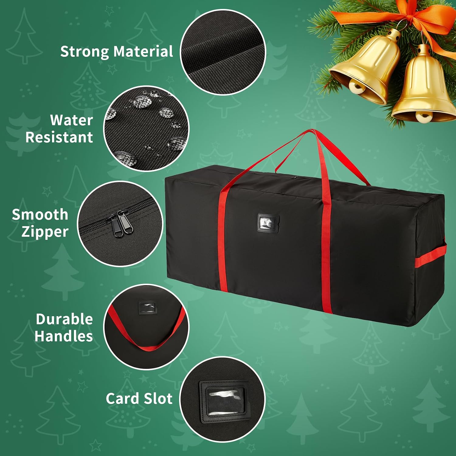 Christmas Tree Storage Bag, Fits Up to 7.5ft Tall Christmas Tree, Heavy-Duty 600D Waterproof Oxford, Durable Handles & Zipper, Holiday Xmas Storage Bag, Protects Christmas Tree and Holiday Ornaments