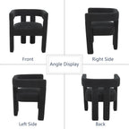 Boucle Barrel Side Chairs Set of 4, Modern Designed Upholstered Compy Sherpa Teddy Fabric Accent Kitchen/Dining Chair, Kitchen Armchair for Living Room office Dining Room Bedroom (Black, Set of 4)