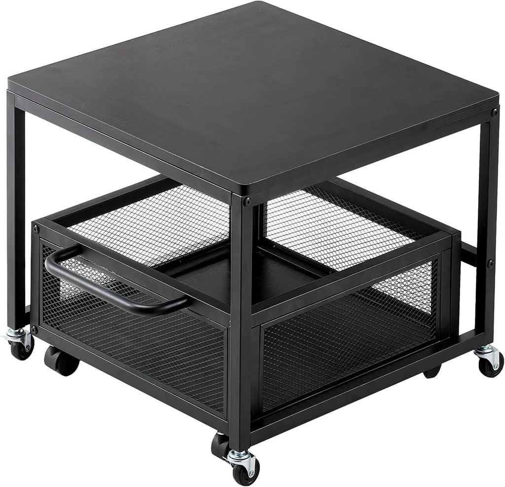 VEVOR Mini Fridge Stand with Storage, 198 lbs Mini Fridge Table with Movable Storage Cart & Swivel Wheels, Beverage Refrigerator Stand for Coffee Bar, Mini Fridge Organizer for Office Home Dorm, Black