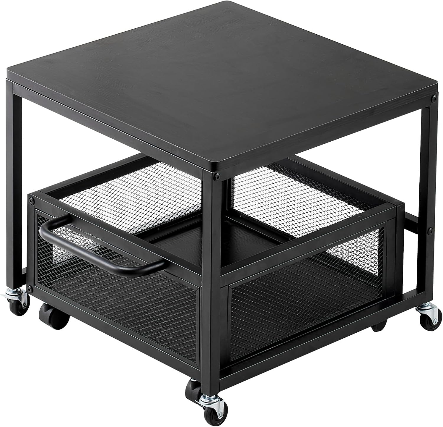 VEVOR Mini Fridge Stand with Storage, 198 lbs Mini Fridge Table with Movable Storage Cart & Swivel Wheels, Beverage Refrigerator Stand for Coffee Bar, Mini Fridge Organizer for Office Home Dorm, Black