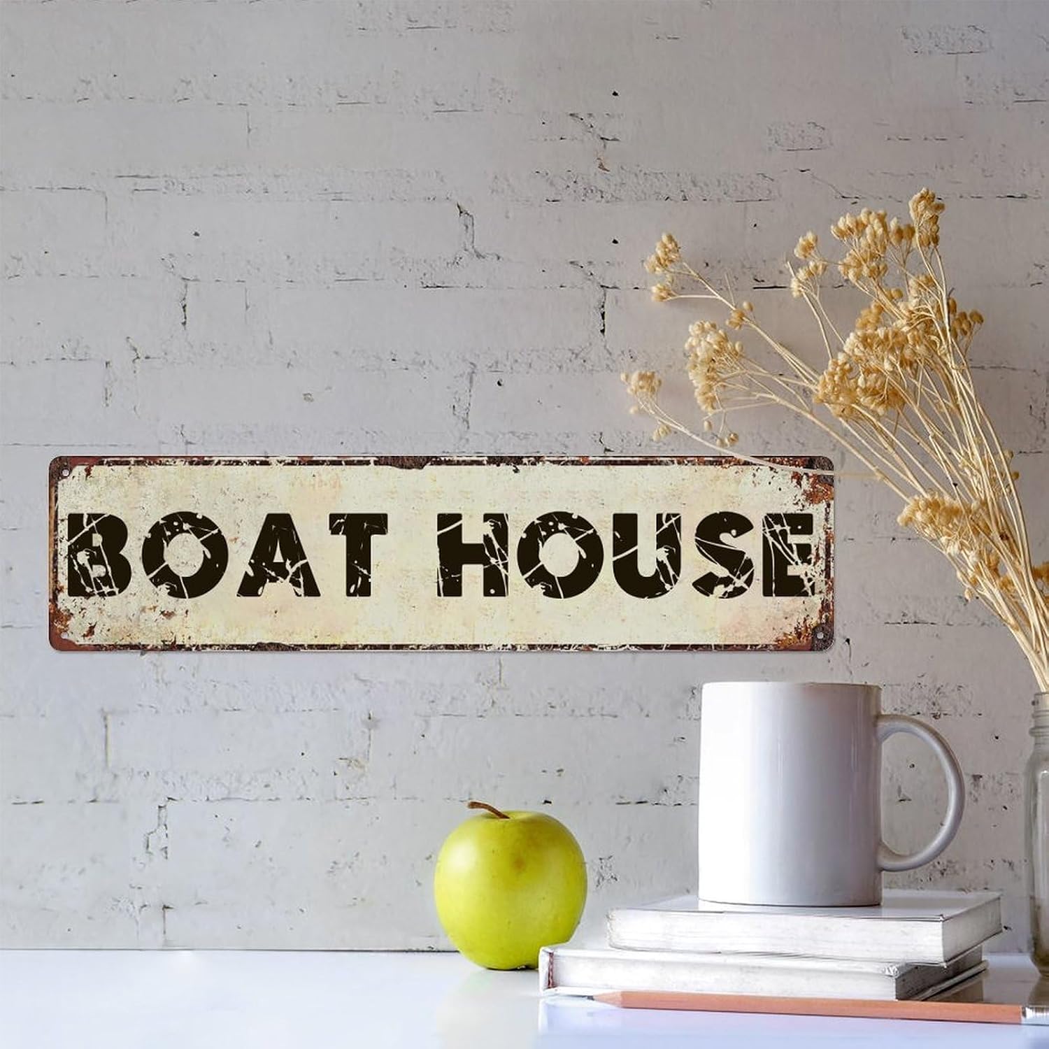 Retro Boat house Metal Tin Sign 4x16 Inch, Country Style Theme Wall Decor for Home, Farmhouse