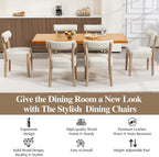 ZJhome Modern Dining Chairs Set of 4 – Mid-Century Modern Faux Leather Upholstered Kitchen & Dining Room Chairs with Curved Back, Oversized Rounded Seat, Sturdy Wood Frame, Beige