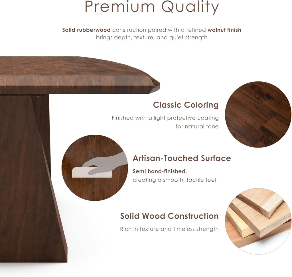 Furniture of America Nazaen III Mid-Century Modern Solid Wood 5-Piece Live Edge Dining Set – 82.5" Brown Table with Upholstered Chairs for Home Kitchen, Dinette, Rich Walnut