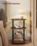 VASAGLE Side Table, Small End Table, Tall Nightstand for Living Room, Bedroom, Office, Bathroom, Steel Frame, Industrial Style, Oval, Rustic Brown and Ink Black ULET288K101