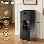Square Metal Umbrella Stands, Umbrella Holder Rack for Entryway, Canes Walking Sticks Storage Bin Freestanding for Home Office Indoor Hotel Shop, 6.5" x 6.5" x 16.5", Black