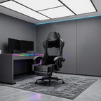 Gaming Chair with Pocket Spring Cushion and Footrest, Ergonomic Computer Chair for Adults, Breathable PU Leather Game Chair