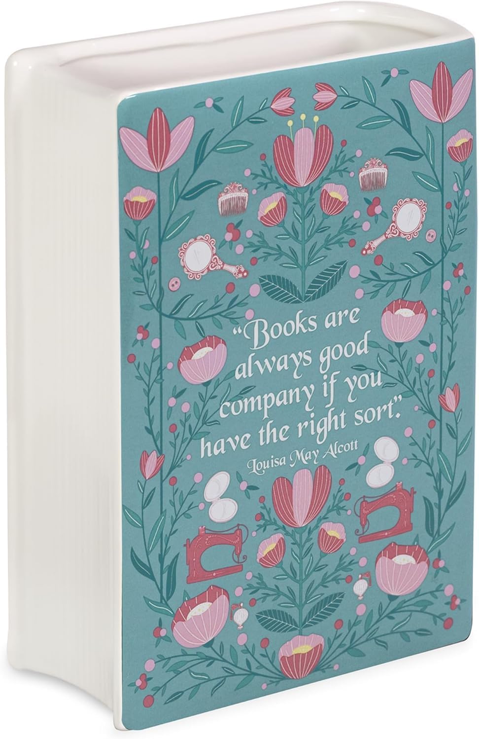 Steel Mill & Co Original Large Book-Shaped Decorative Vase, Ceramic Vases for Home Decor, Cute Bookshelf Decor, Unique Vase for Book Lovers, Little Women
