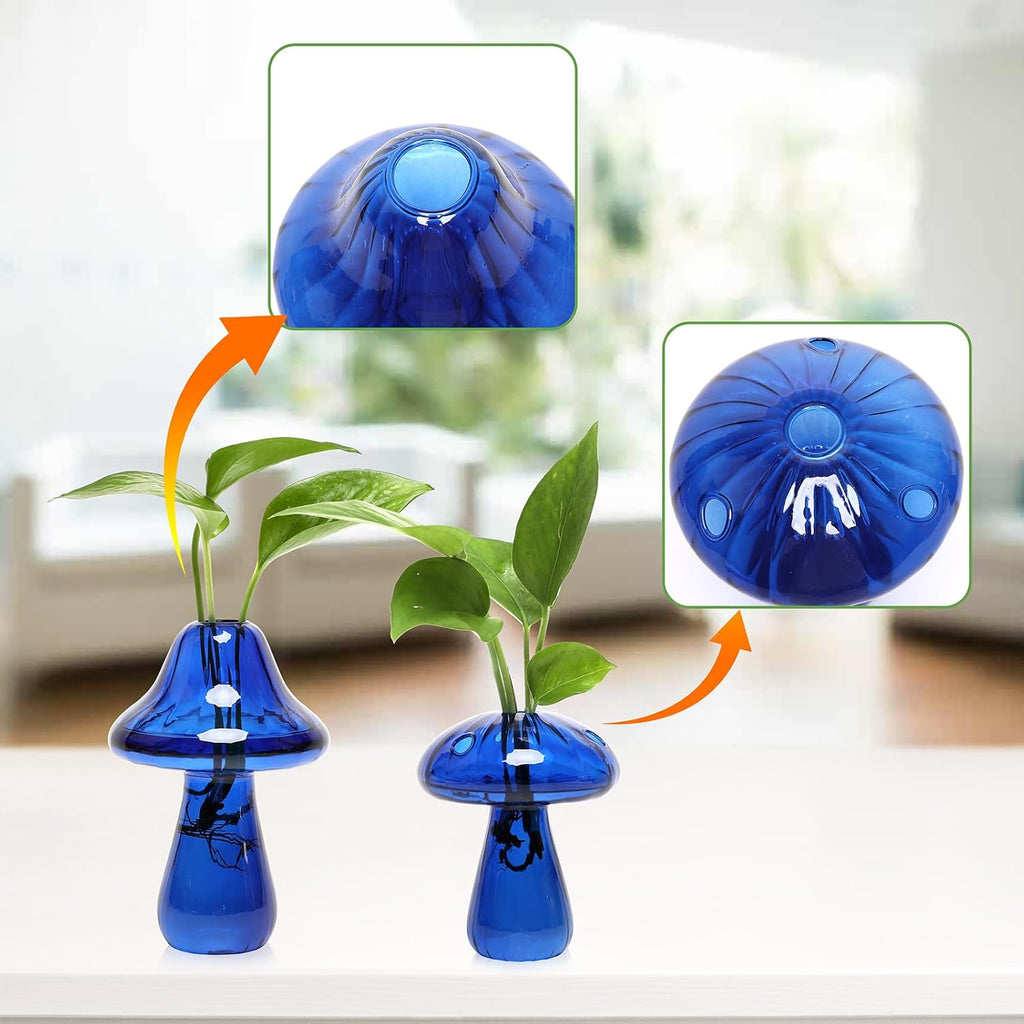 Mushroom Glass Vase Propagation Stations Flower Vases Home Decor Mushroom Planter Cute Vases Garden Decoration Set of 2