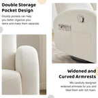Rocking Recliner Nursery Chair, Swivel Recliner Glider for Nursery with 2 Pockets, Reclining Rocking Chair, Manual Recliners for Living Room, Bedroom, Cream White Chenille