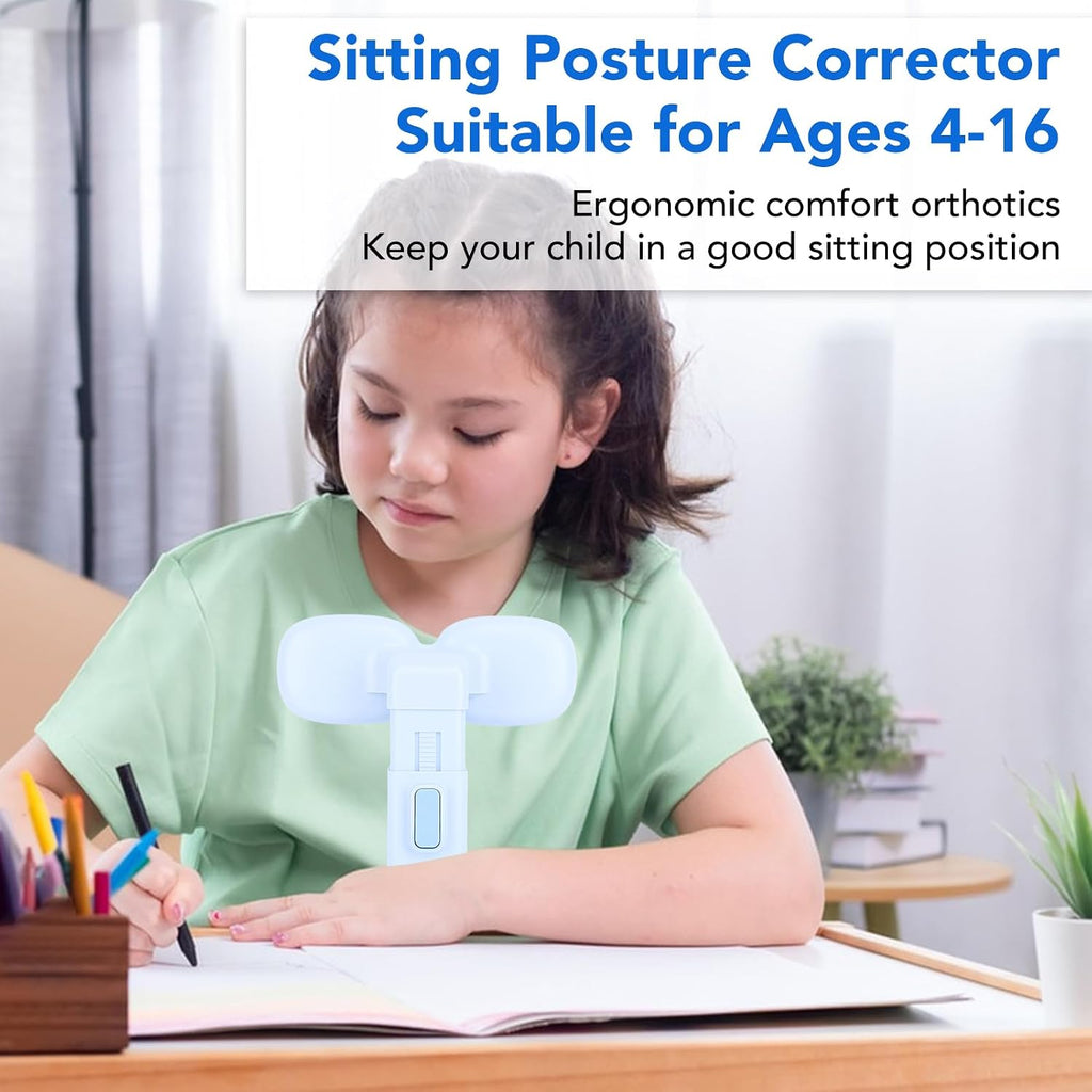 GLOGLOW Kids Posture Corrector for Desk Sitting, Adjustable Chest Support for Neck and Back Relief, Ergonomic Trainer for Children Ages 4-16 Home School Classroom Reading Homework