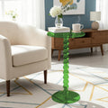 Acrylic Side Table, End Table Round Top with Solid Post, Clear Modern End Tables, Small Pedestal Drink Tables, Small Spaces Home Decor for Living Room, Bedroom, Balcony Green