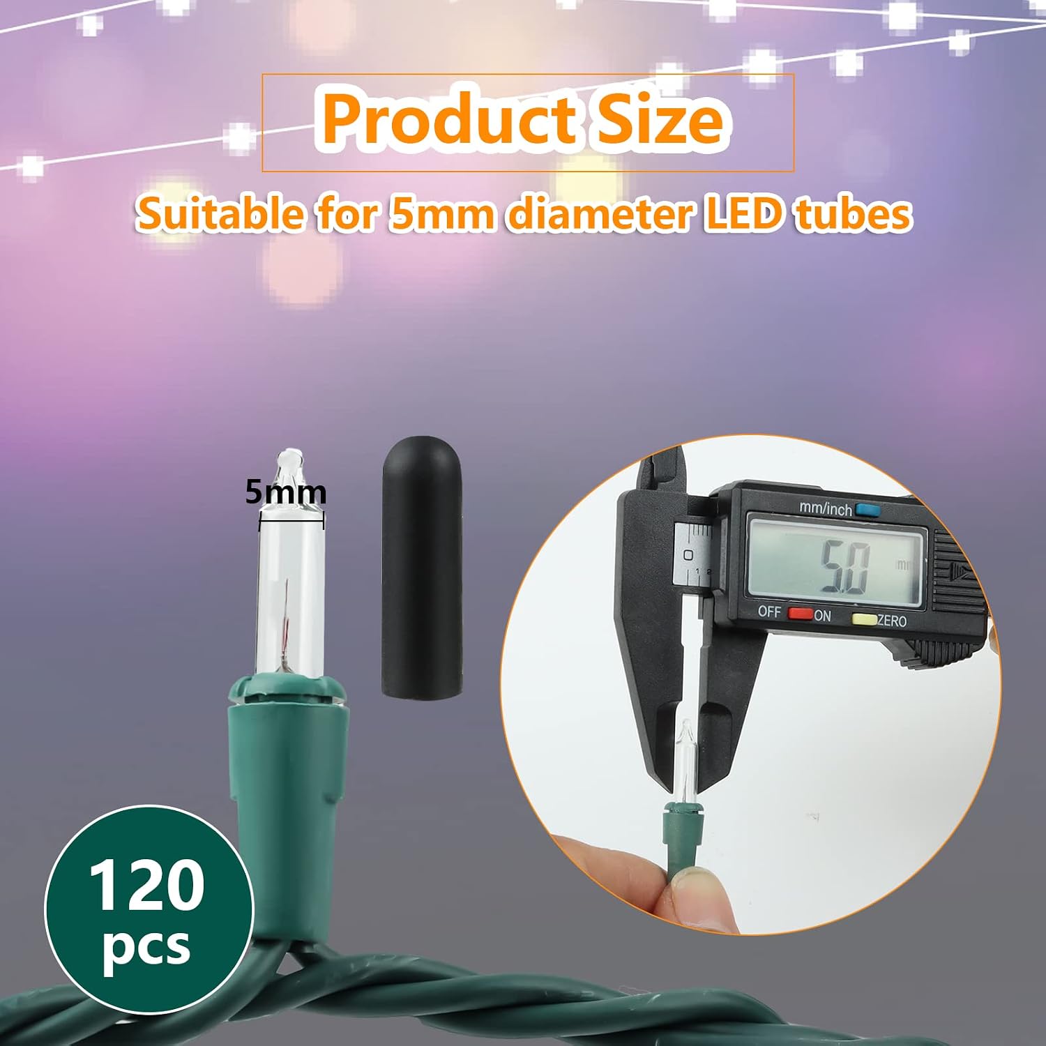 120 Pcs No Glow Caps for String Lights, Soft Rubber Christmas Blackout Light Cap Covers for 5mm Diameter Christmas LED String Lights to Hide The Extra Lights Not Needed（120 PCS）