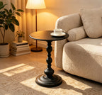 2P Vintage Metal Round Side Table, End Table for Sofa Bedside Nightstand, Accent Decorative Table for Small Space Living Room Bedroom (1, Black)
