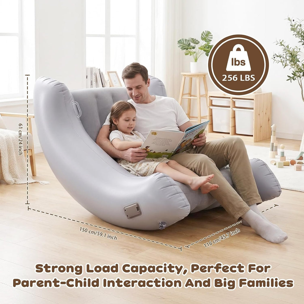 Autism Sensory Inflatable Rocking Chair for Kids, Sensory Room Must Haves Crash Pads Bubble Bouncer Sensory Play Equipment (Gray, 46.5-42.5-32.7inches)