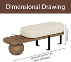 Wooden Boucle Bench with Abstract Metal Leg, Modern Entryway Bench, Upholstered End of Bed Bench,Shoe Changing Bench for Entryway Livingroom Bedroom (140cm/55.1")