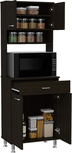 Kitchen Pantry with Countertop,Closed & Open Storage for Kitchen,Laundry,Living Room,Bedroom-Black,13.9 * 23.6 * 66.5