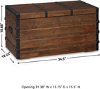 Signature Design By Ashley Kettleby Wooden Storage Box Trunk, Vintage‑Style Coffee Table With Hinged Top And Hidden Storage, Wood Construction With Metal Hardware For Living Room Organization, Brown